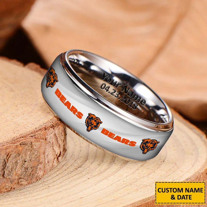 Chicago Bears Special Stainless Ring Custom Name AZBTSR000060