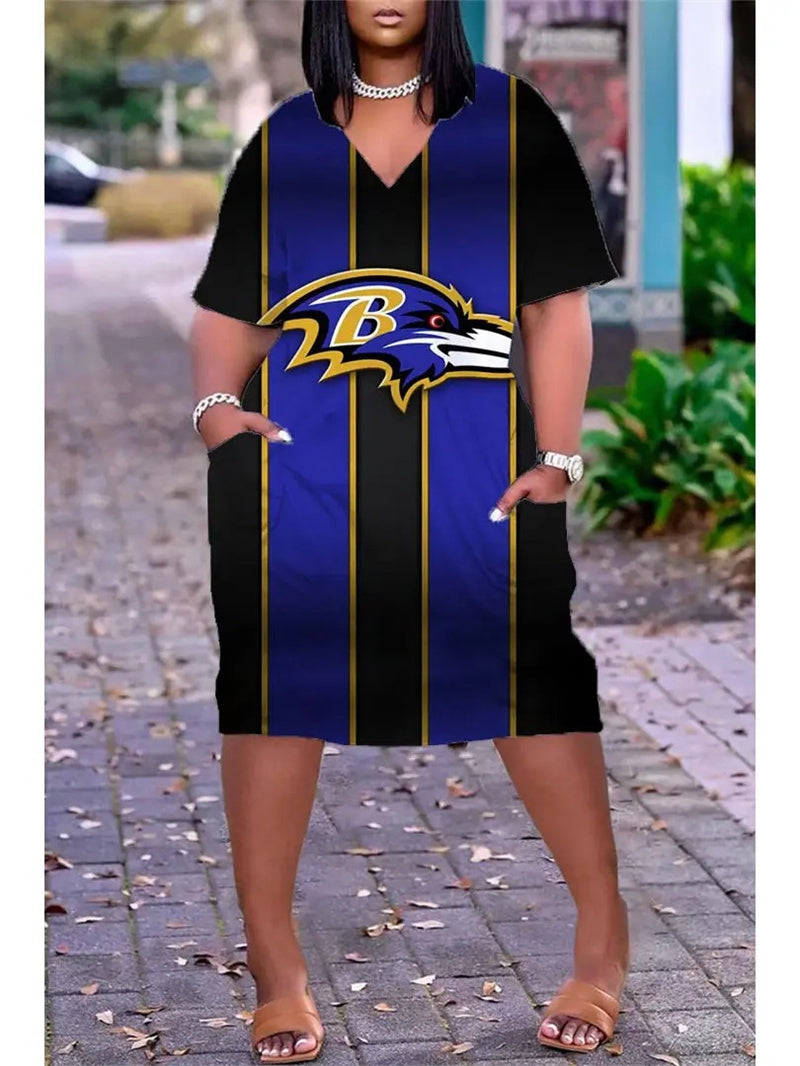 Baltimore Ravens V-neck Casual Pocket Dress Limited Edition AZBTVCPD000173