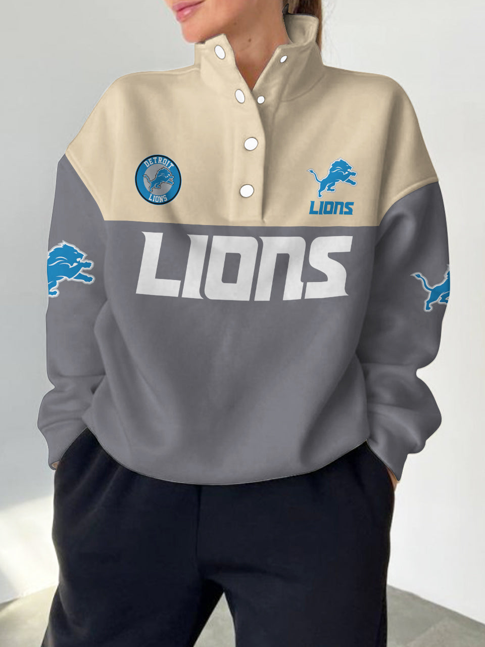 Detroit Lions Casual Colorful Stand Collar Sweatshirt AZBTSCSW000209