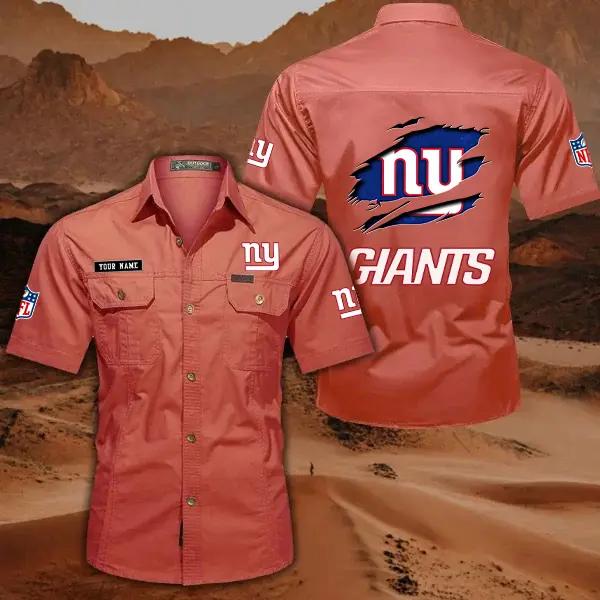 New York Giants Men’s Short Sleeve Cargo Shirts New 2025 AZBT2DCGS000024