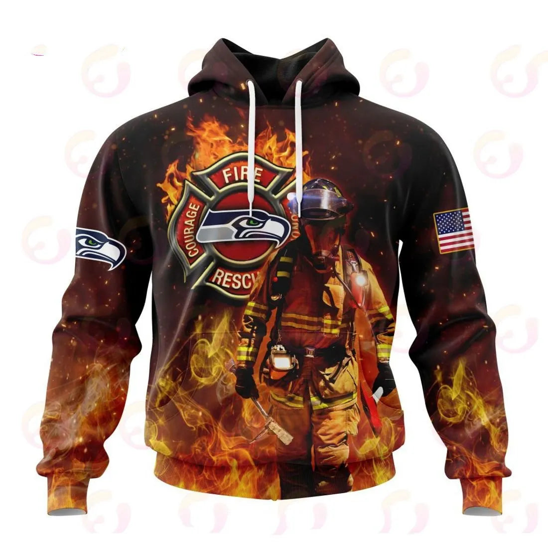 Seattle Seahawks Honor Firefighters – First Responders All Over Printed T-shirt Sweatshirt Hoodie AZCHD852