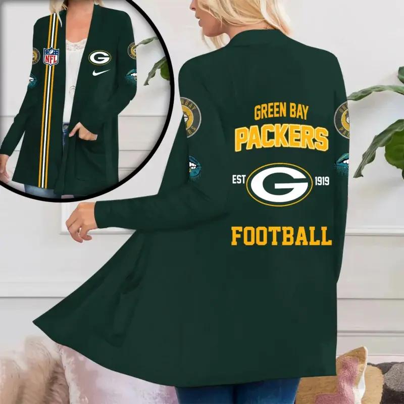 Green Bay Packers Women Patch Pocket Cardigan BT070