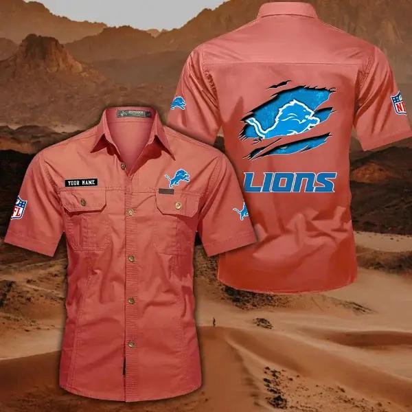 Detroit Lions Men’s Short Sleeve Cargo Shirts New 2025 AZBT2DCGS000011