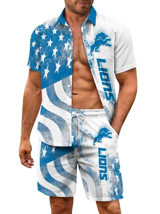 Detroit Lions Combo Hawaiian Shirt and Shorts AZBTHWSS000181