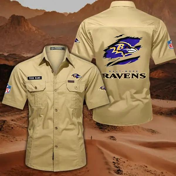 Baltimore Ravens Men’s Short Sleeve Cargo Shirts New 2025 AZBT2DCGS000003