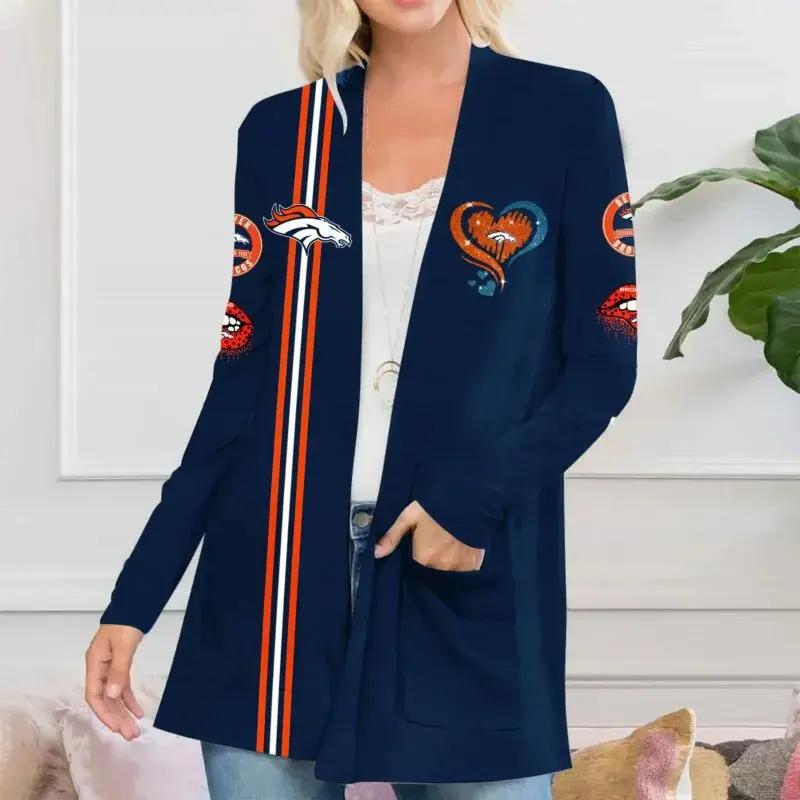 Denver Broncos Women Patch Pocket Cardigan BT054