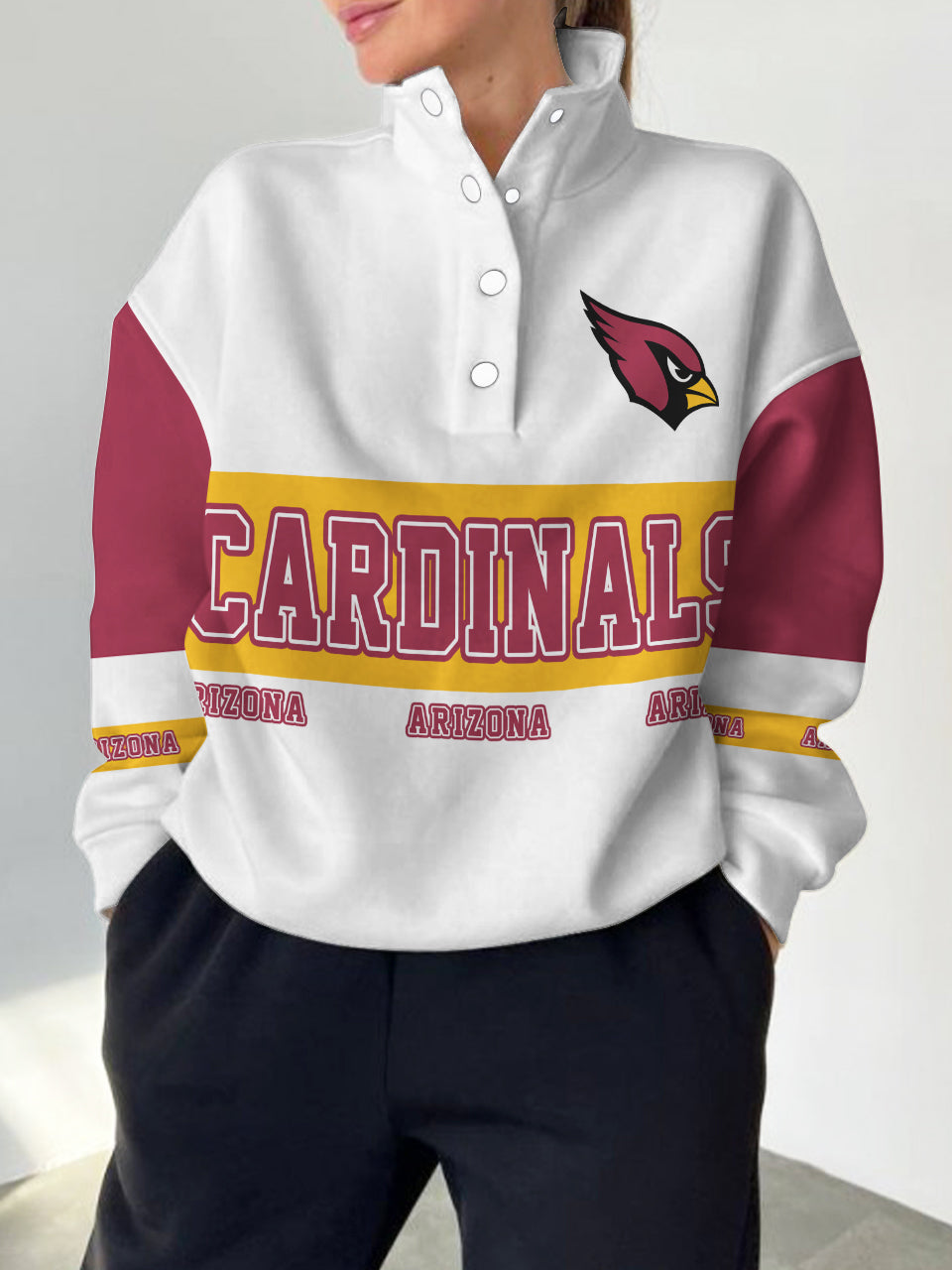 Arizona Cardinals Casual Colorful Stand Collar Sweatshirt AZBTSCSW000351