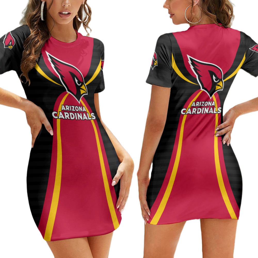Arizona Cardinals Casual Short Sleeve Bodycon Mini Dress BG199