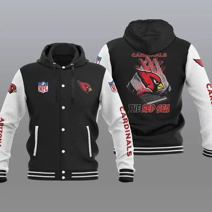 Arizona Cardinals Hooded Button Jacket with Hood 34