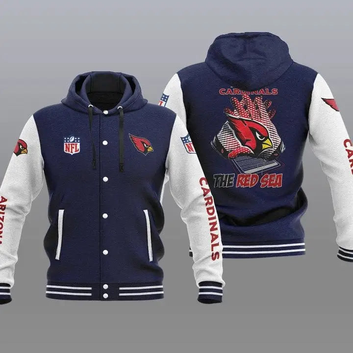 Arizona Cardinals Hooded Button Jacket with Hood 34