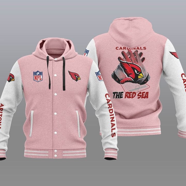 Arizona Cardinals Hooded Button Jacket with Hood 34