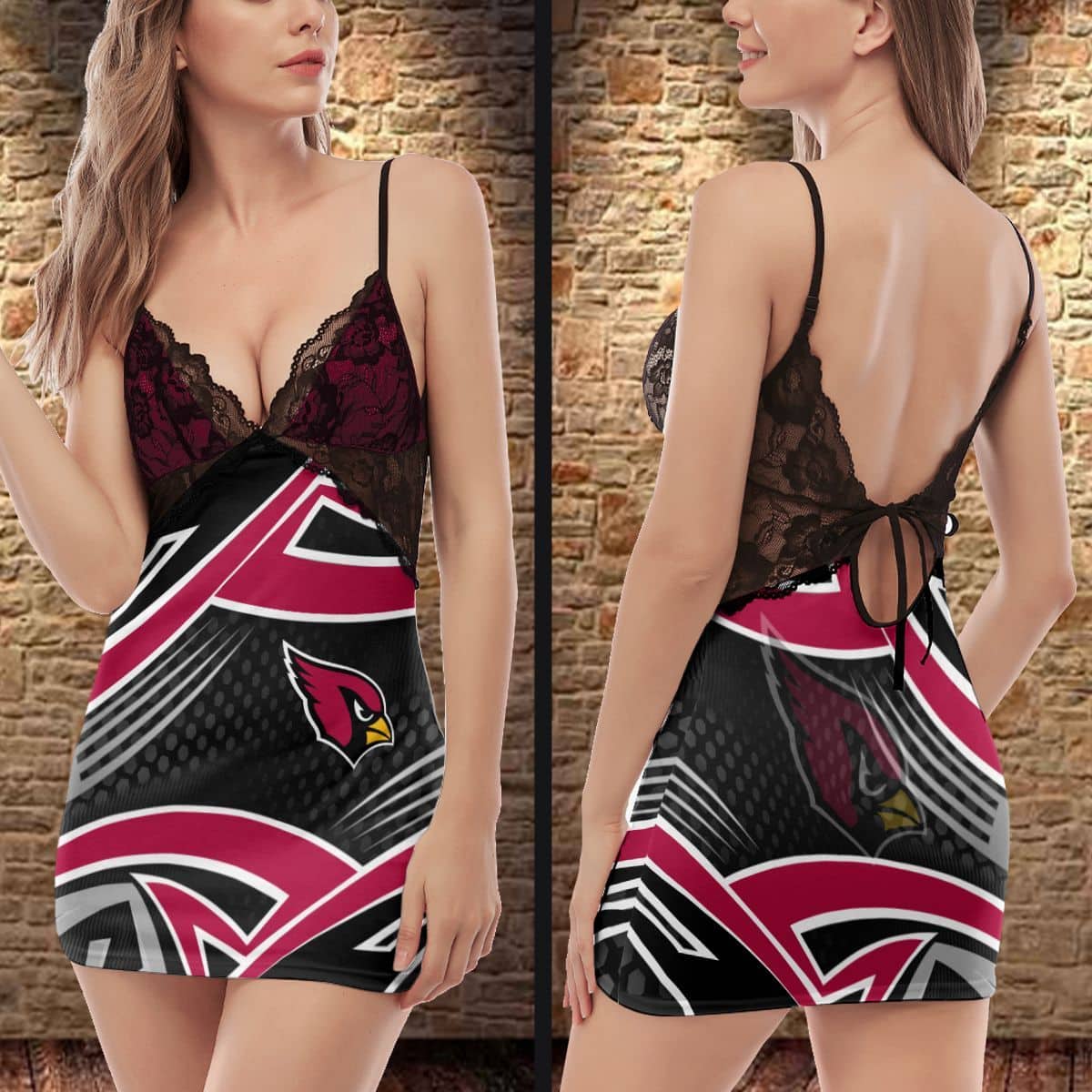 Arizona Cardinals Lace Back Strap Slip Dress 284