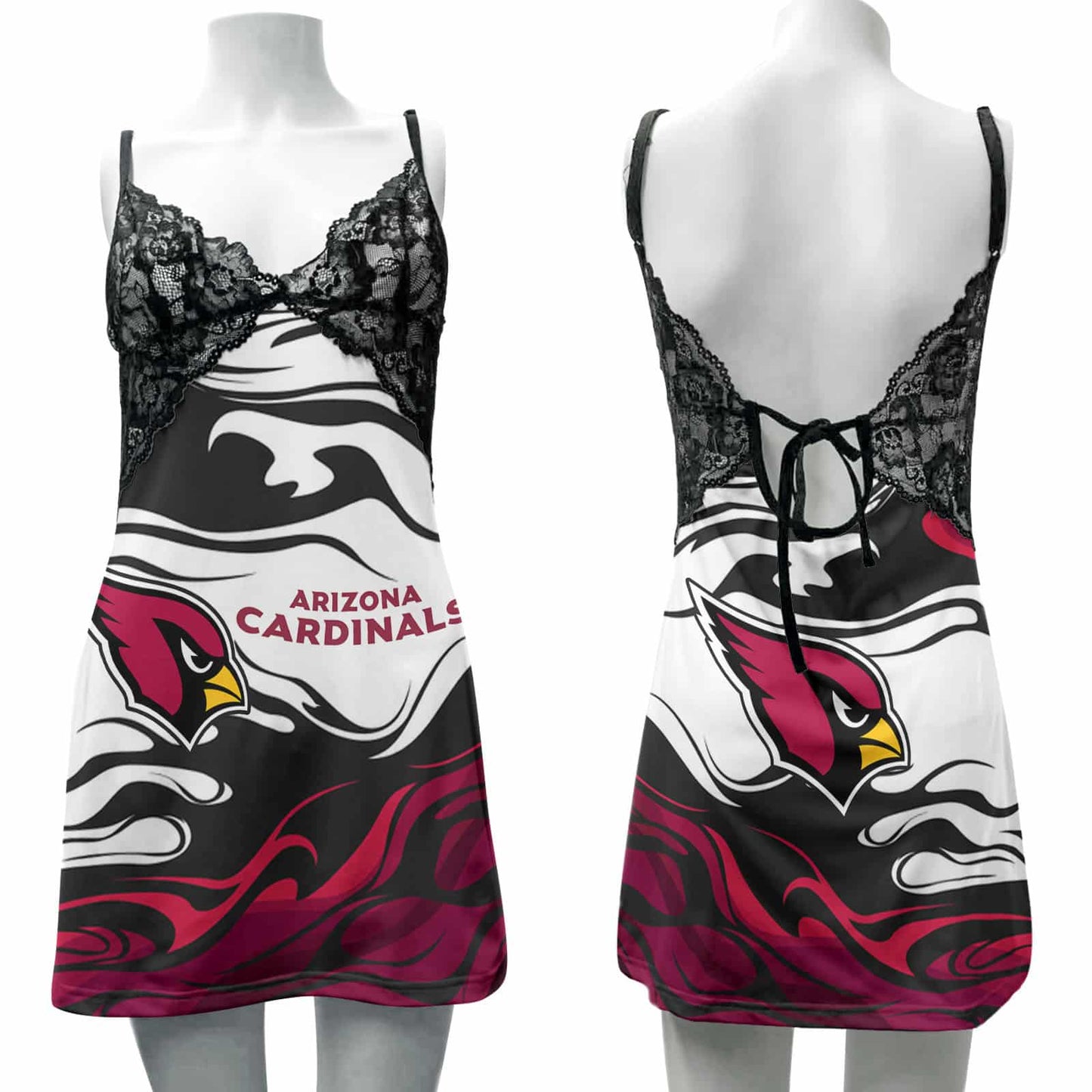 Arizona Cardinals Lace Back Strap Slip Dress 495