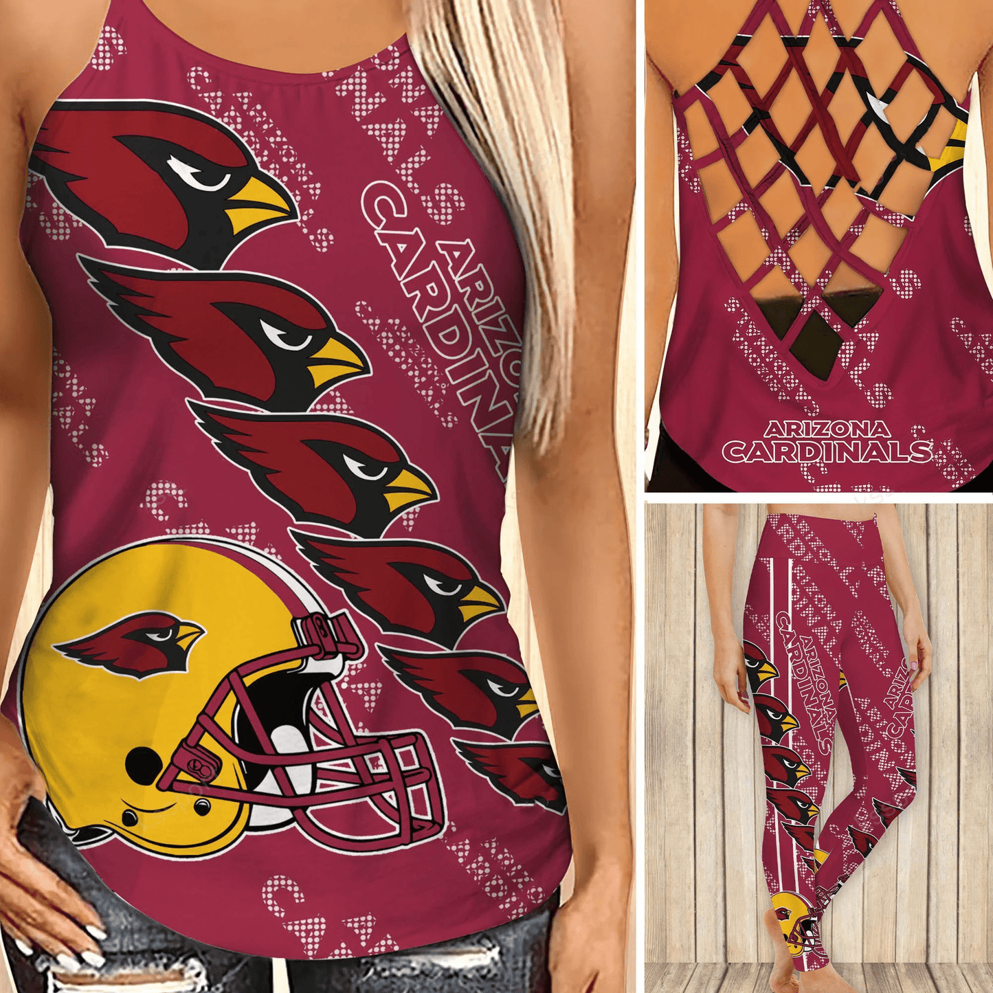 Arizona Cardinals Leggings And Cross Tank Top BG01