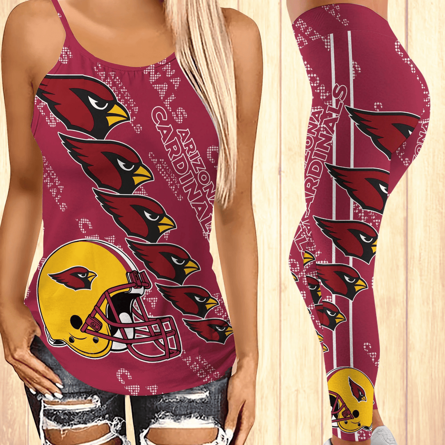 Arizona Cardinals Leggings And Cross Tank Top BG01