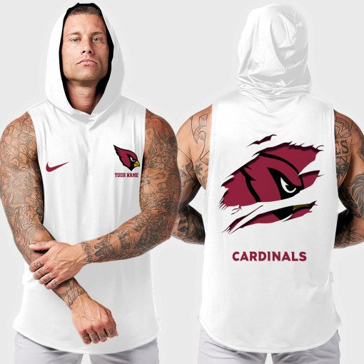 Arizona Cardinals Men Workout Hooded Tank Top AZMGSH001