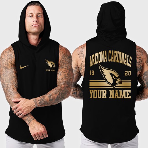 Arizona Cardinals Men Workout Hooded Tank Top AZMGSH033