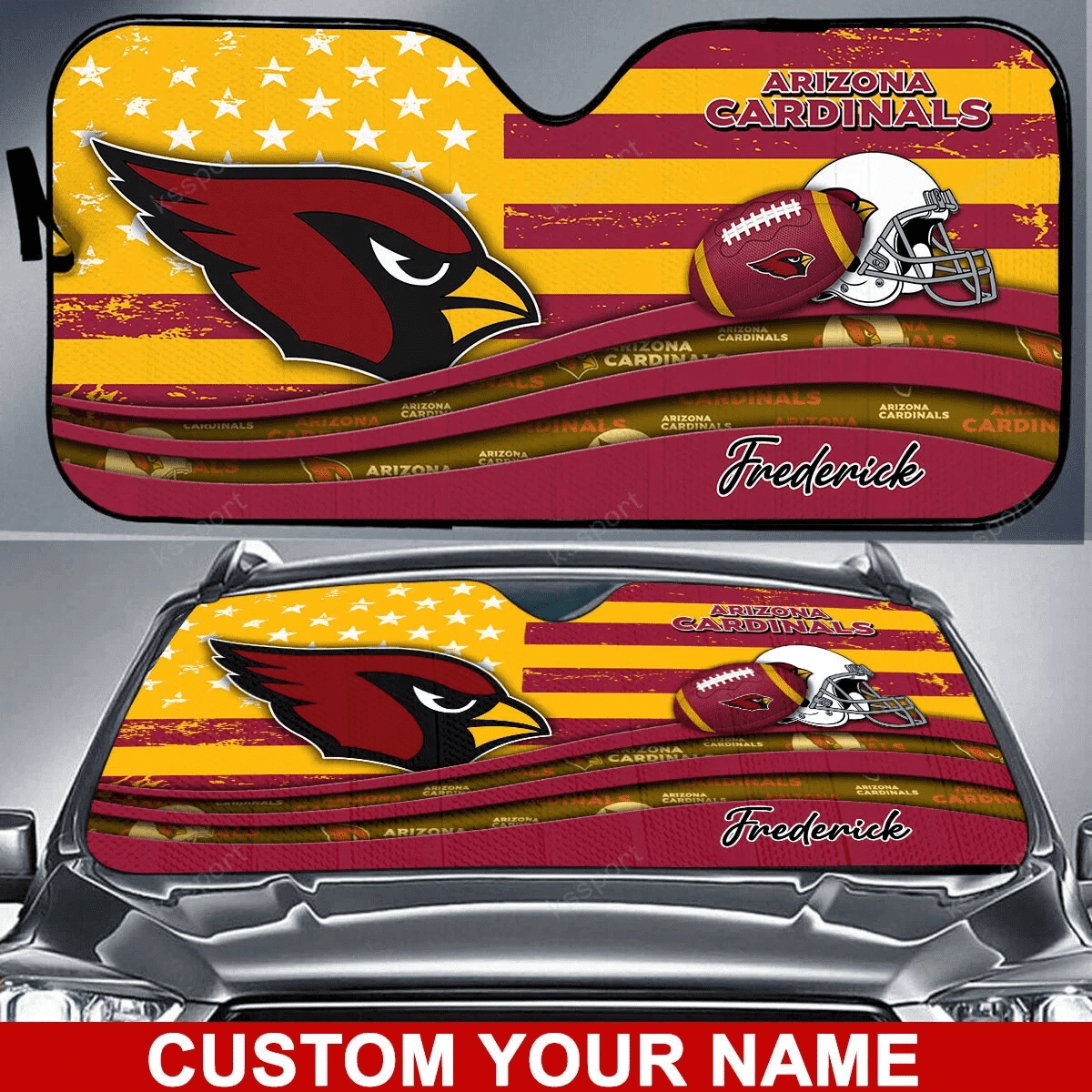 Arizona Cardinals Personalized Auto Sun Shade BG01