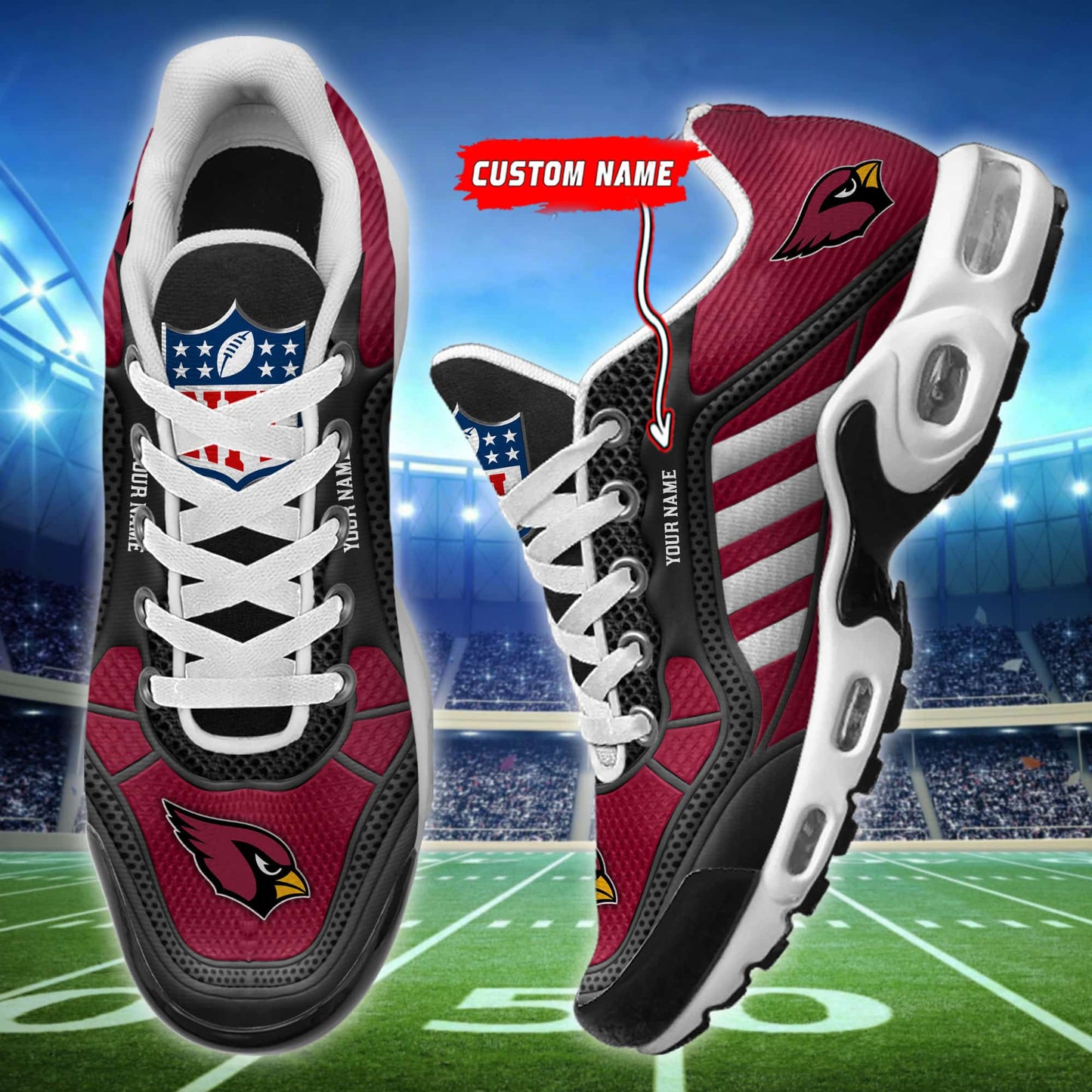 Arizona Cardinals Personalized Plus T-N Youth Sneakers BG135