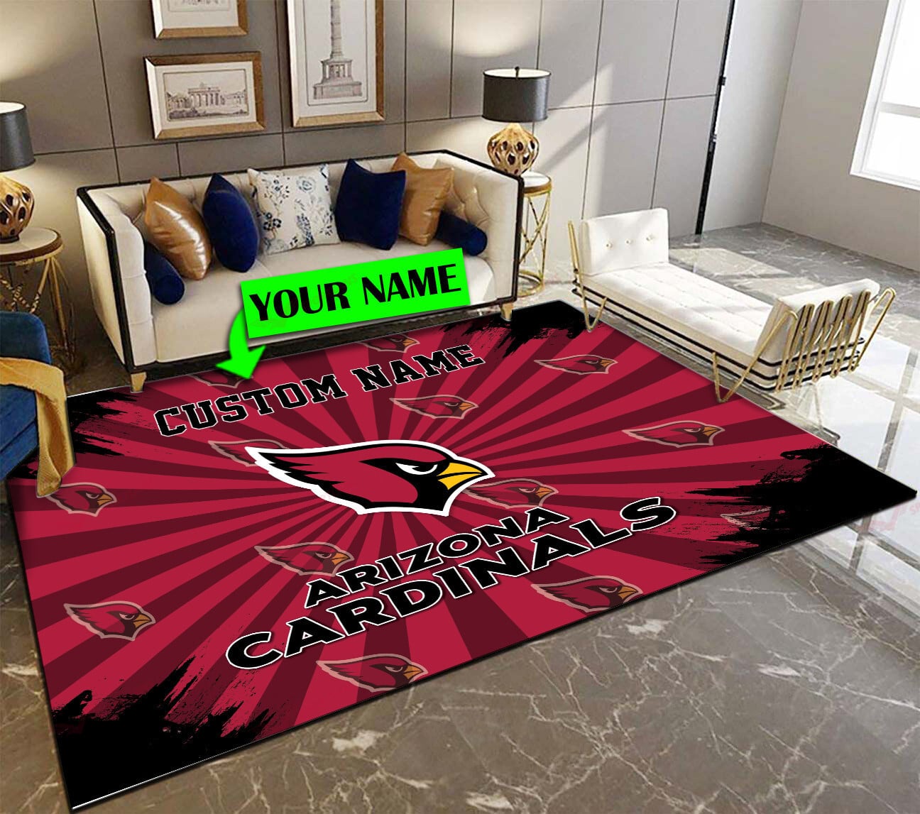 Arizona Cardinals Personalized Premium Rectangle Rug 41