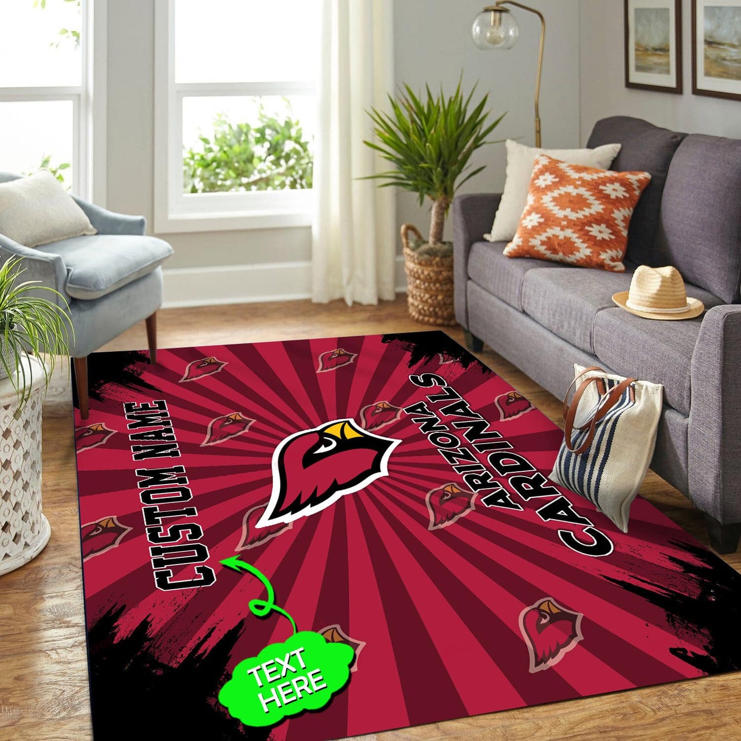 Arizona Cardinals Personalized Premium Rectangle Rug 41
