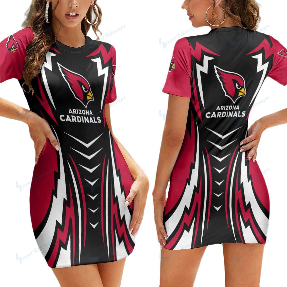 Arizona Cardinals Short Sleeve Bodycon Mini Dress BG291