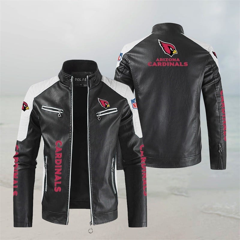 Arizona Cardinals Stand Collar Leather Jacket BG37