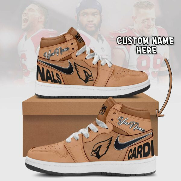 Arizona Cardinals Limited Edition Brown High Air Jordan 1 Shoes with Custom Name AZBTAJ1SEW000064