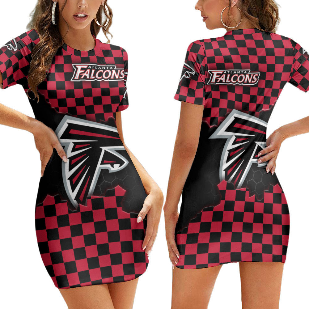 Atlanta Falcons Casual Short Sleeve Bodycon Mini Dress BG90