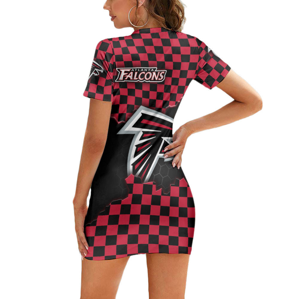 Atlanta Falcons Casual Short Sleeve Bodycon Mini Dress BG90