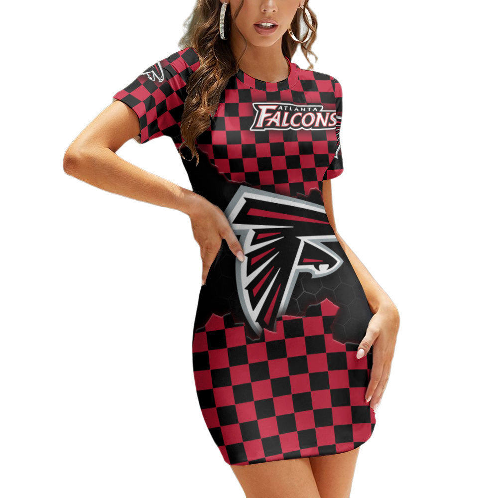 Atlanta Falcons Casual Short Sleeve Bodycon Mini Dress BG90