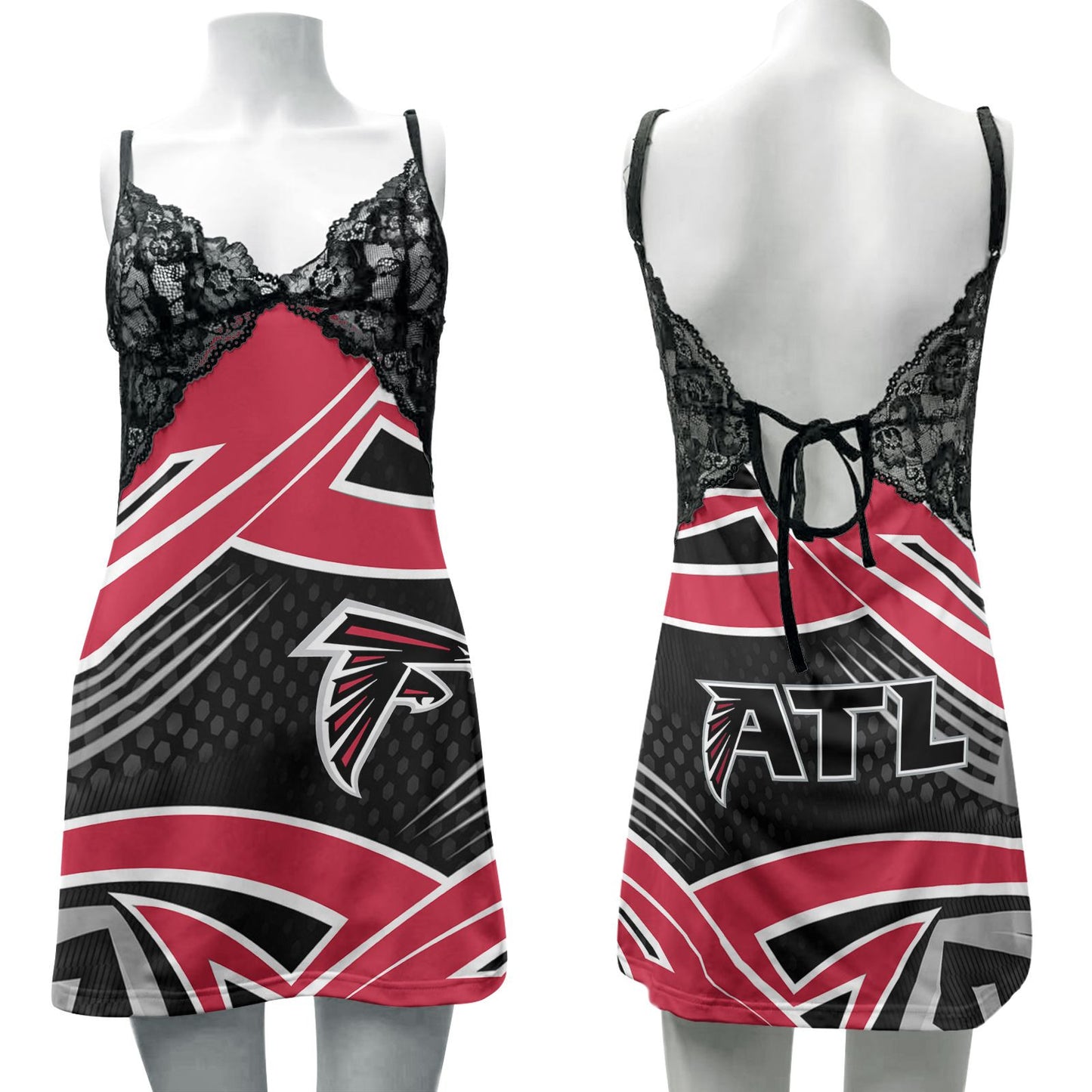 Atlanta Falcons Lace Back Strap Slip Dress 189-2