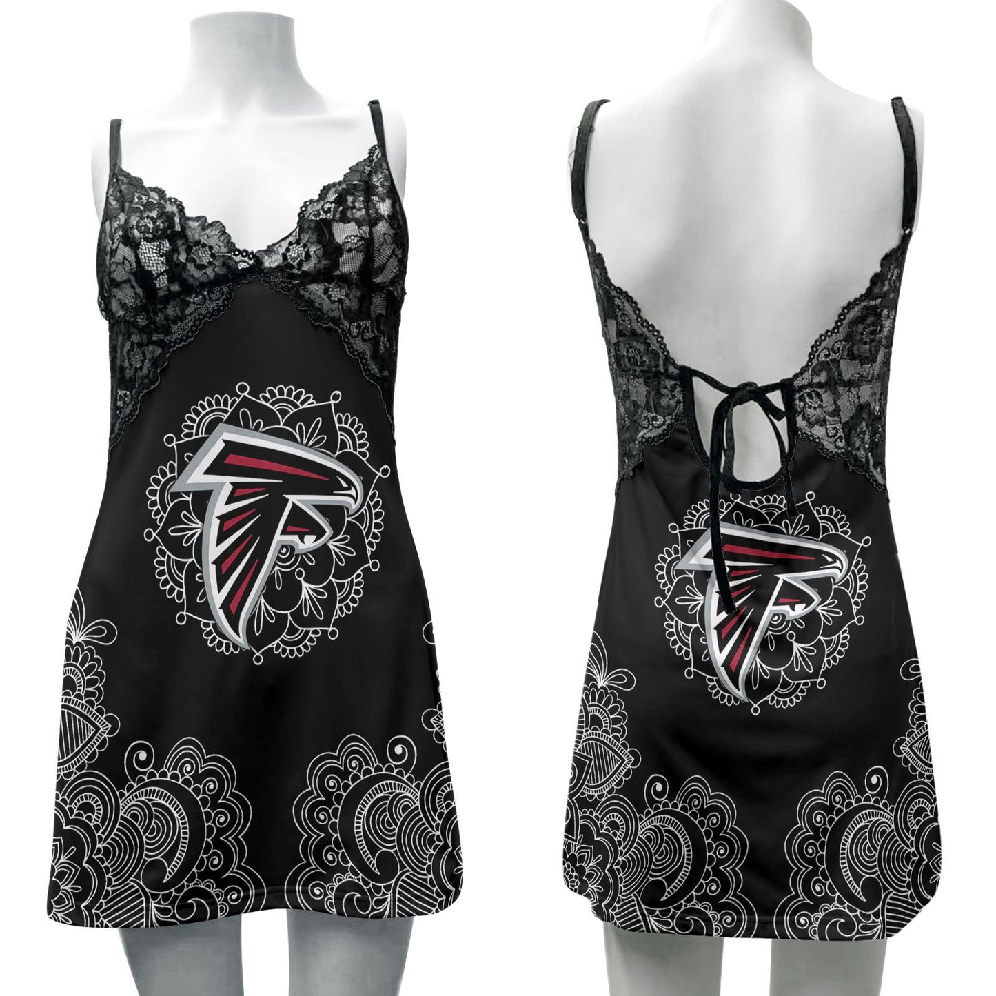 Atlanta Falcons Lace Back Strap Slip Dress 211