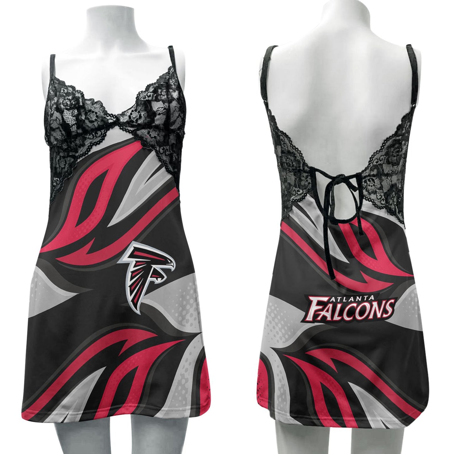 Atlanta Falcons Lace Back Strap Slip Dress 356
