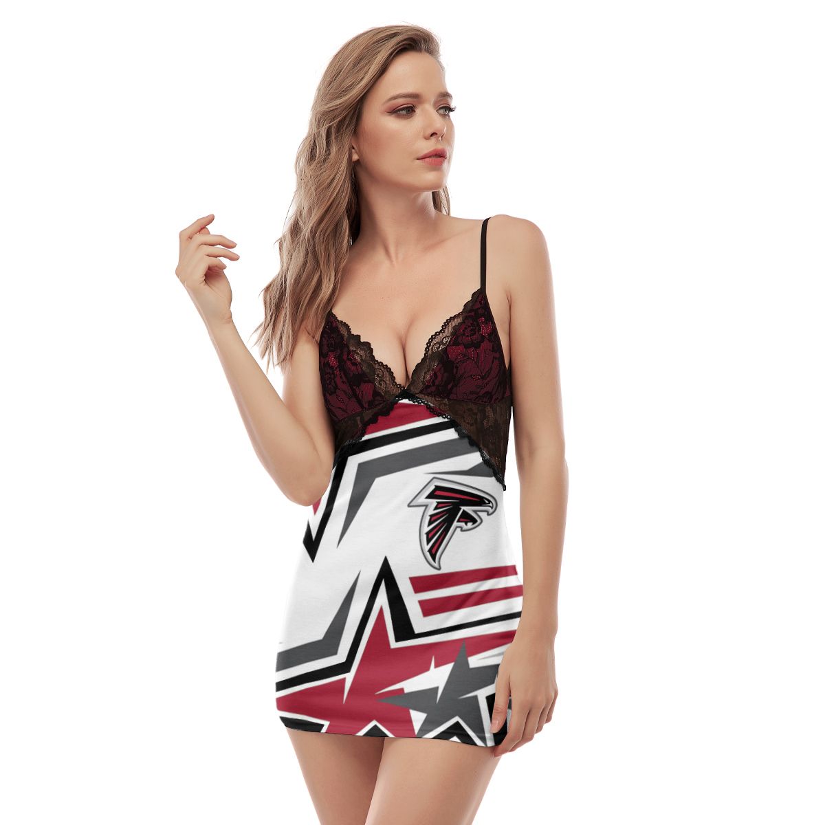 Atlanta Falcons Lace Back Strap Slip Dress 391