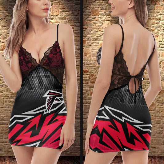 Atlanta Falcons Lace Back Strap Slip Dress 396