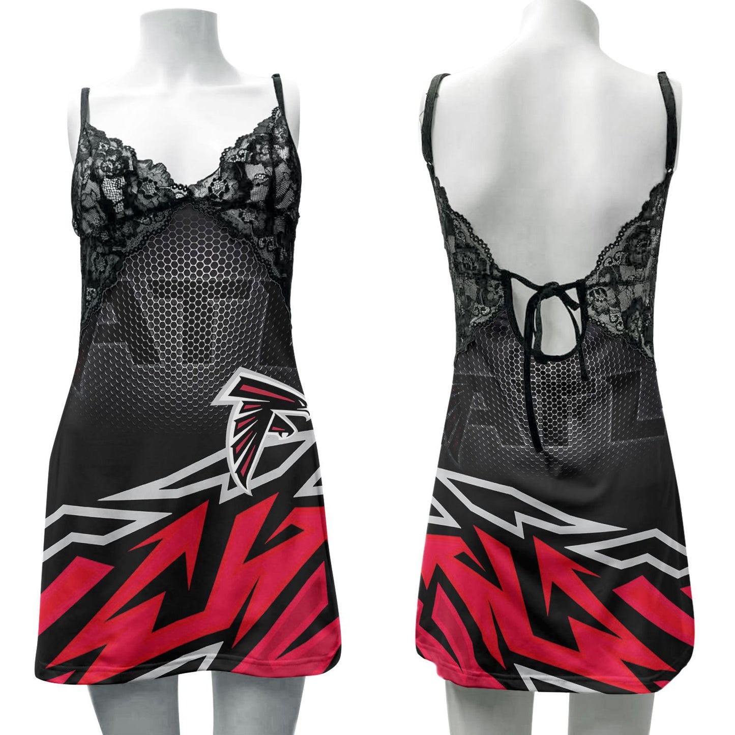 Atlanta Falcons Lace Back Strap Slip Dress 396