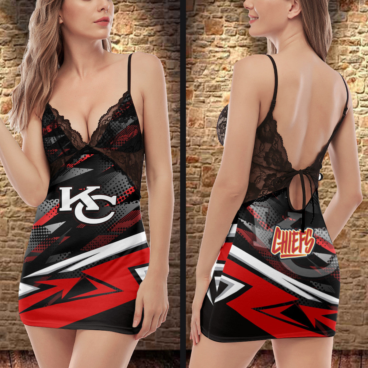 Atlanta Falcons Lace Back Strap Slip Dress 452