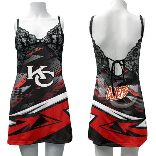 Atlanta Falcons Lace Back Strap Slip Dress 452