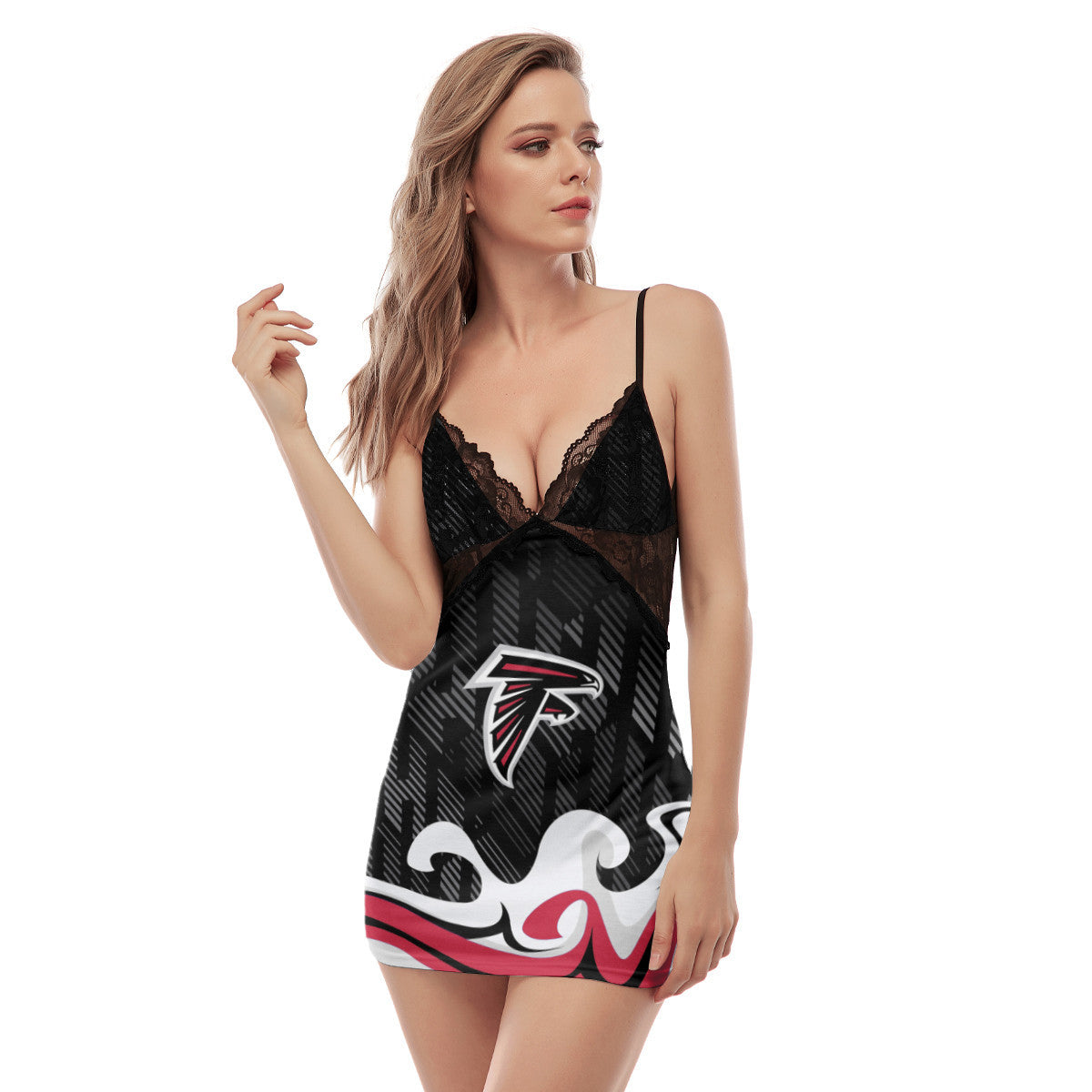 Atlanta Falcons Lace Back Strap Slip Dress 452