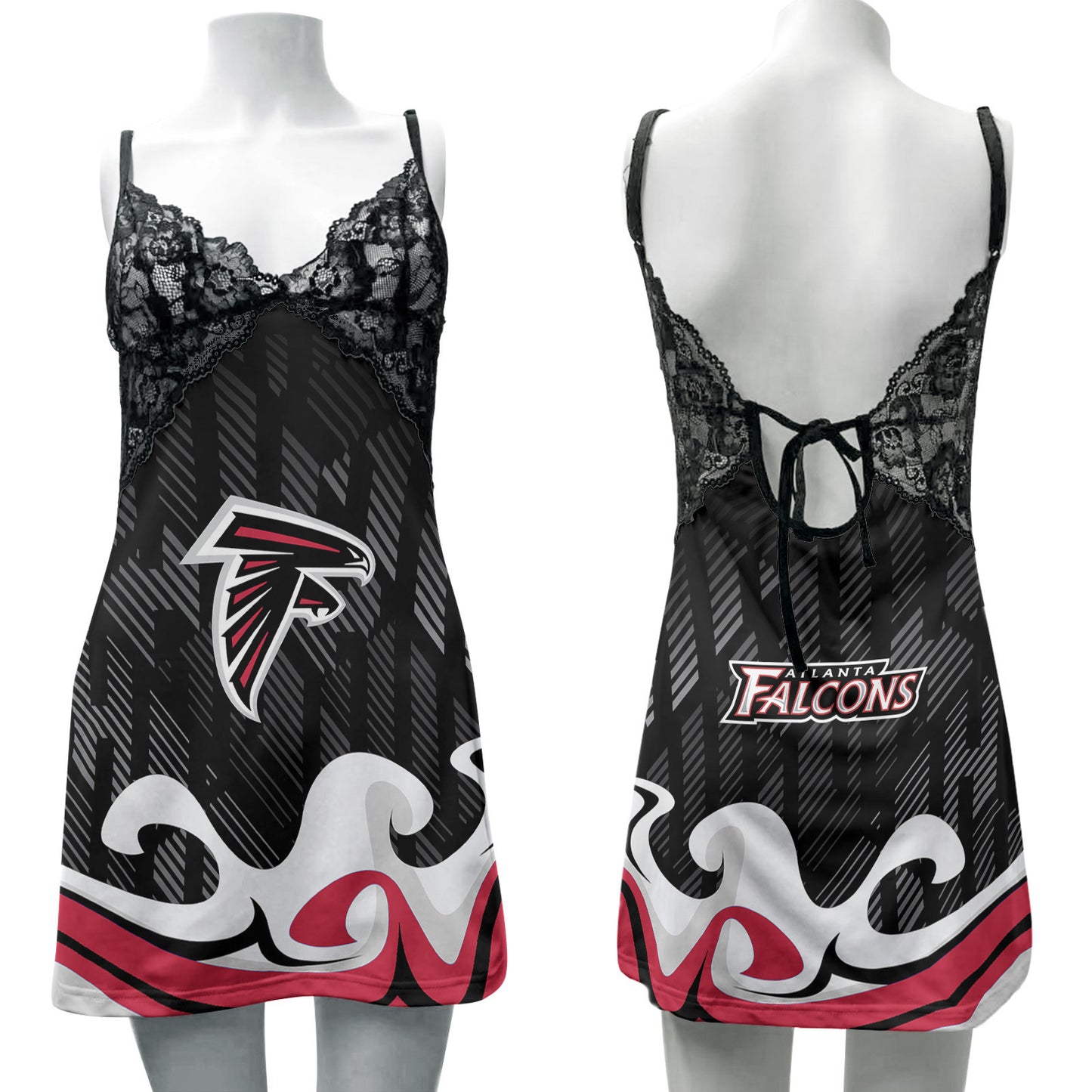 Atlanta Falcons Lace Back Strap Slip Dress 452