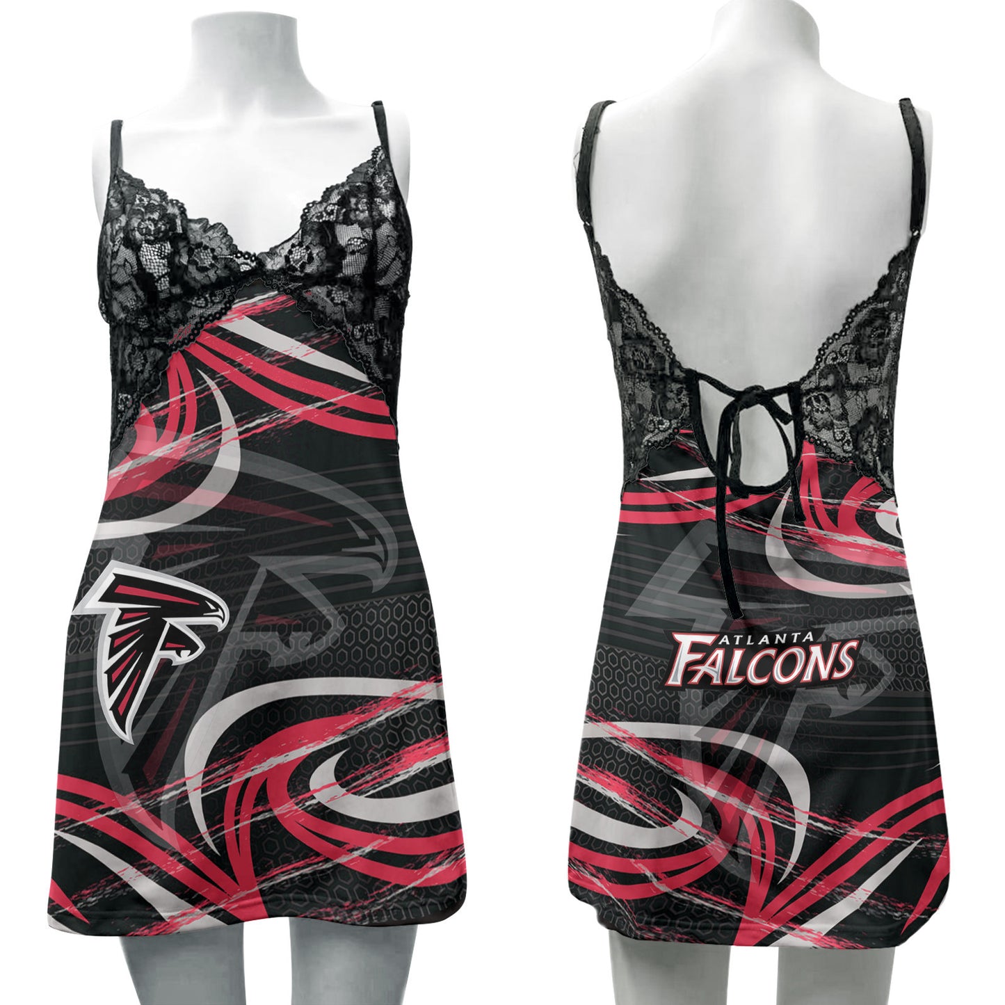 Atlanta Falcons Lace Back Strap Slip Dress 479