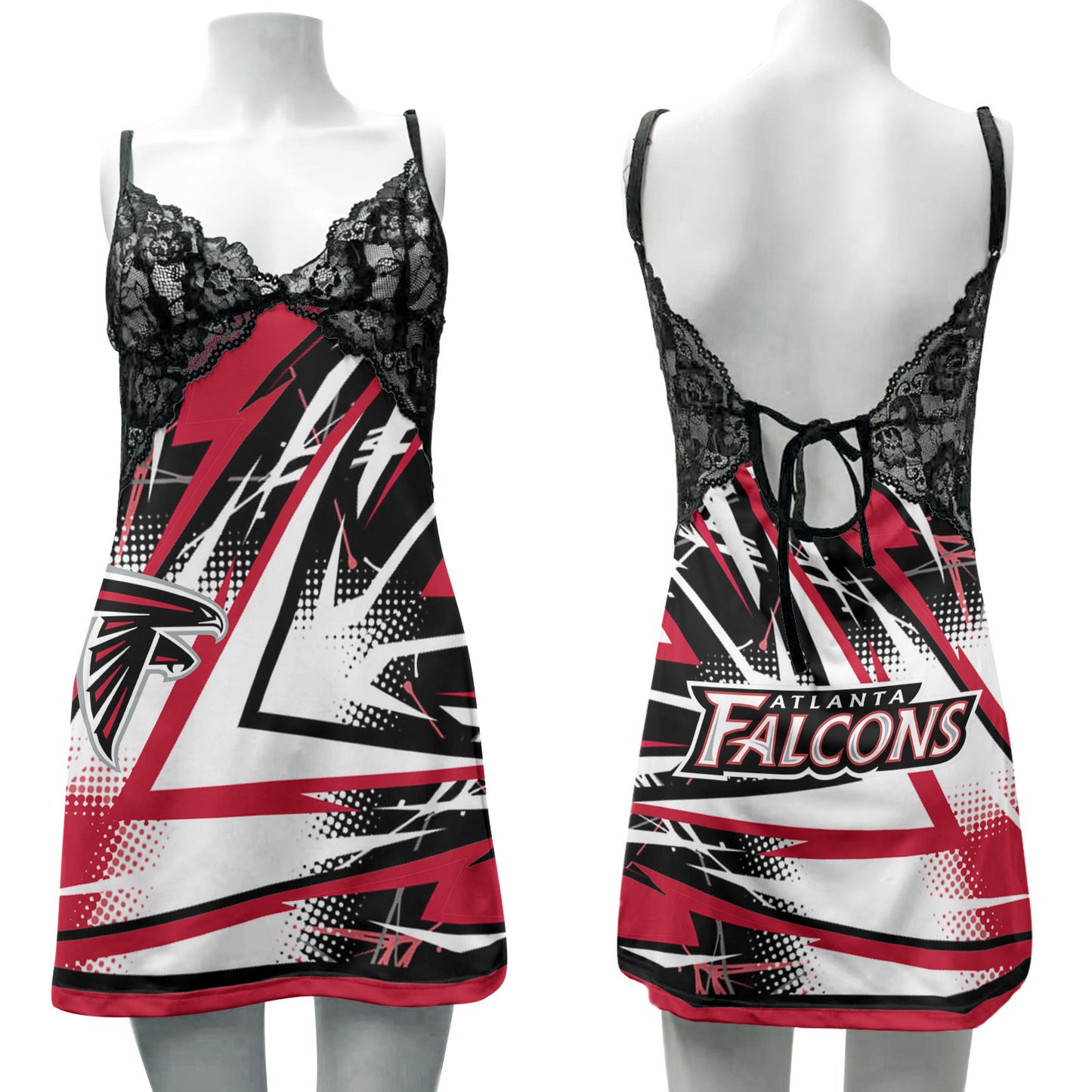 Atlanta Falcons Lace Back Strap Slip Dress 492