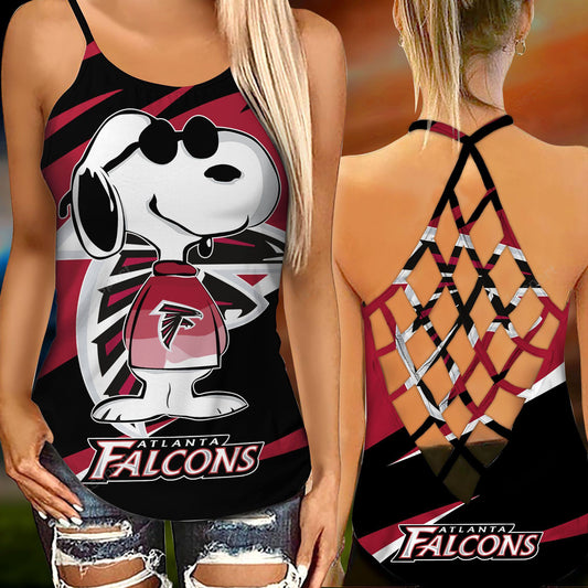 Atlanta Falcons Leggings And Criss Cross Tank Top BG74