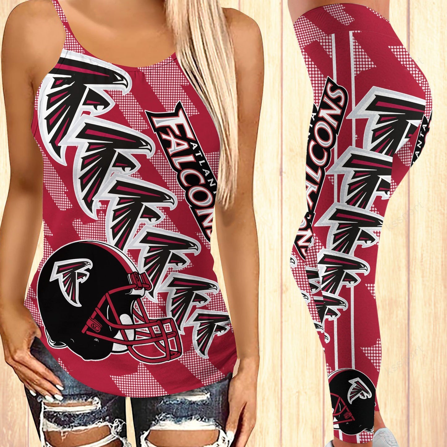 Atlanta Falcons Leggings And Cross Tank Top BG02