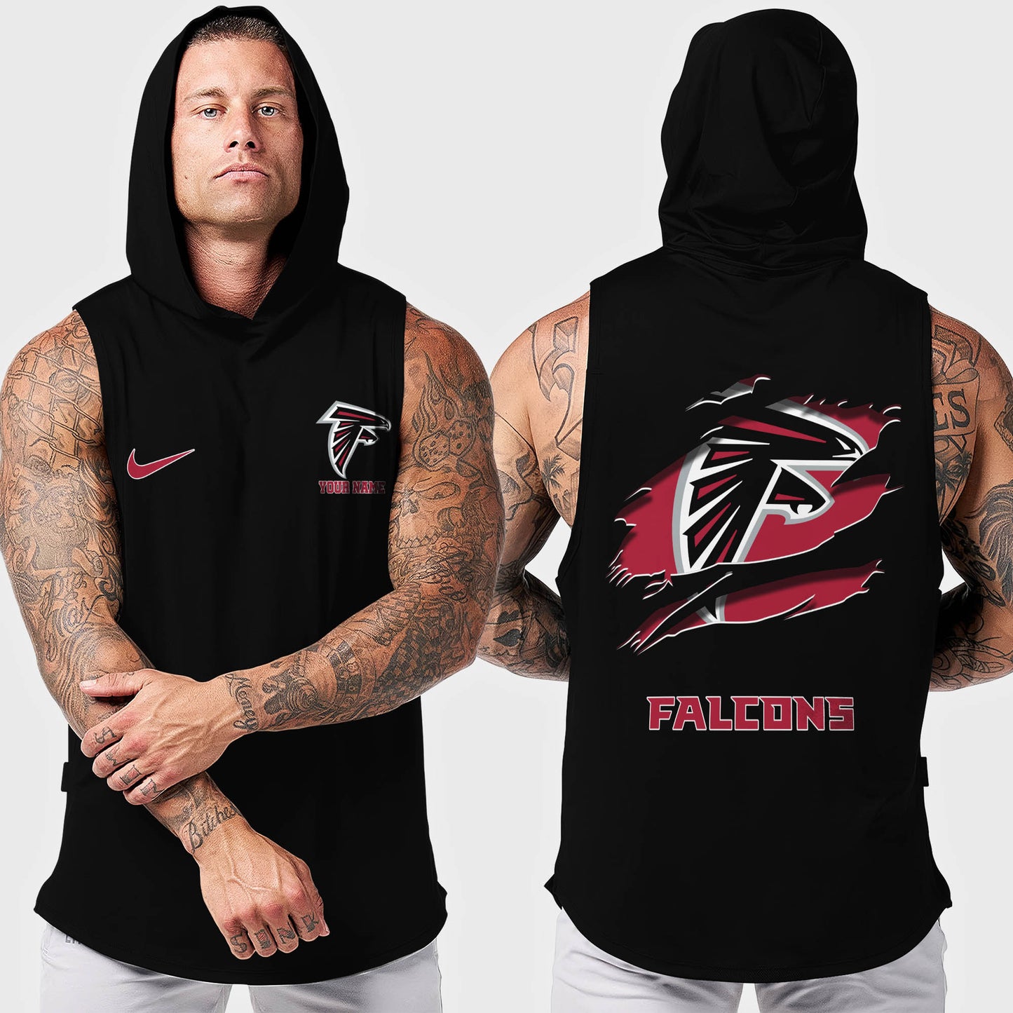 Atlanta Falcons Men Workout Hooded Tank Top AZMGSH002
