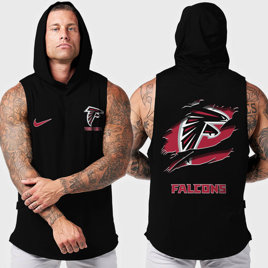 Atlanta Falcons Men Workout Hooded Tank Top AZMGSH002