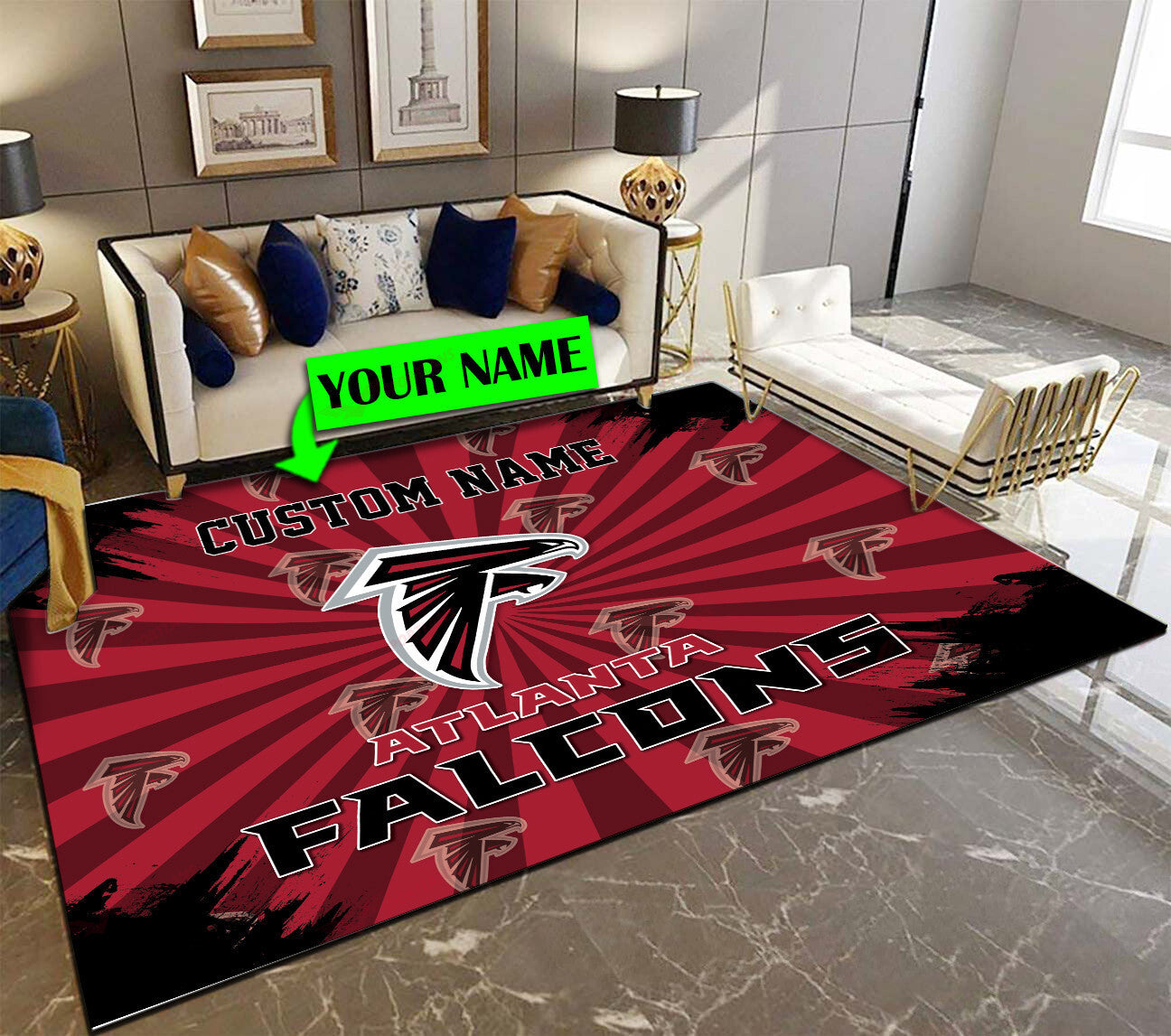 Atlanta Falcons Personalized Premium Rectangle Rug 42