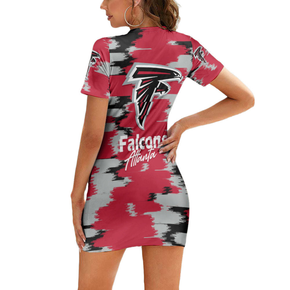 Atlanta Falcons Short Sleeve Bodycon Mini Dress BG225