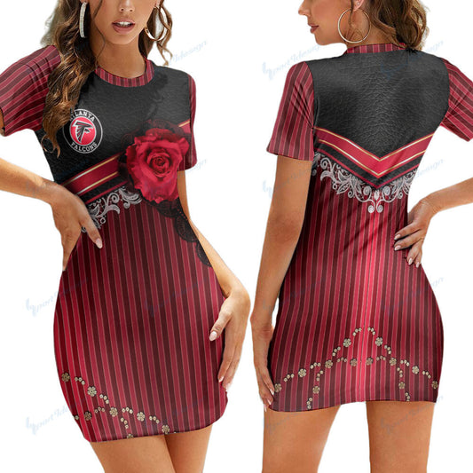 Atlanta Falcons Short Sleeve Bodycon Mini Dress BG334